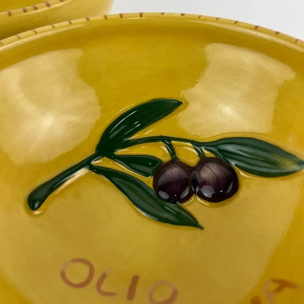 Williams Sonoma Olive Oil Dipping Bowls Mustard Color Set of 3
